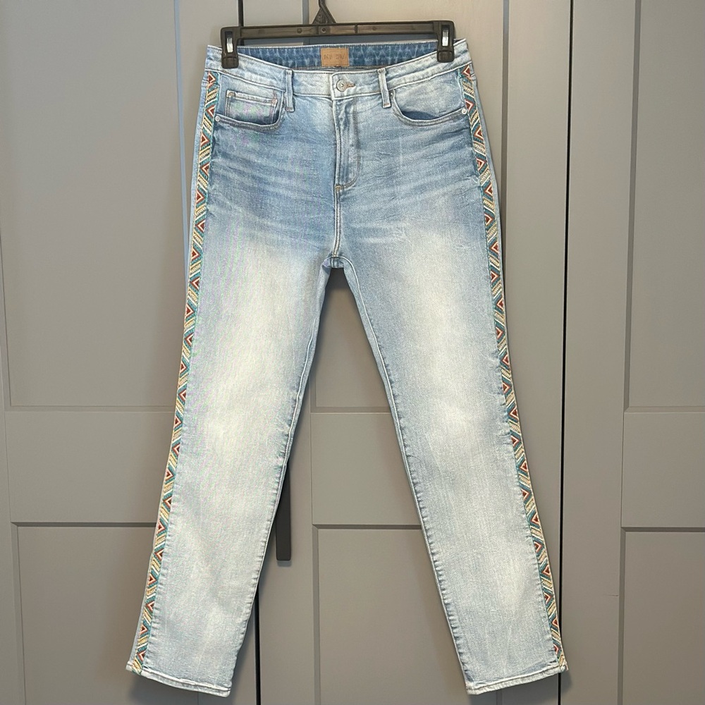 Driftwood Audrey Straight Jeans 30x29 Light Wash Embroidery Coastal Cowgirl Boho